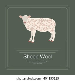Logotype of sheep wool in flat design. Perfect organic farm products banner or flyer. Vector illustration. eps 10