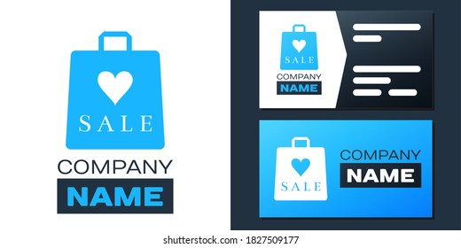 Logotype Shoping bag with an inscription Sale icon isolated on white background. Handbag sign. Woman bag icon. Female handbag sign. Logo design template element. Vector.