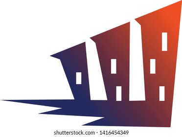logotype simple 3 house gradient