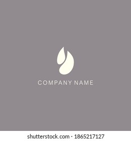 logotype of a simple, minimalistic, stylized flower bud or blob shape, consisting of two elements. Made with a spot.
