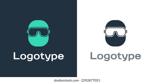 Logotype Ski goggles icon isolated on white background. Extreme sport. Sport equipment. Logo design template element. Vector