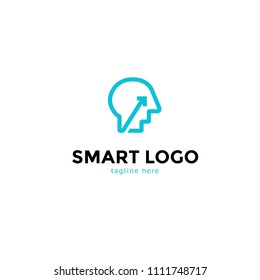 Logotype smart. People head, idea logo vector for sensation, art studio