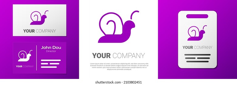 Logotype Snail icon isolated on white background. Logo design template element. Vector