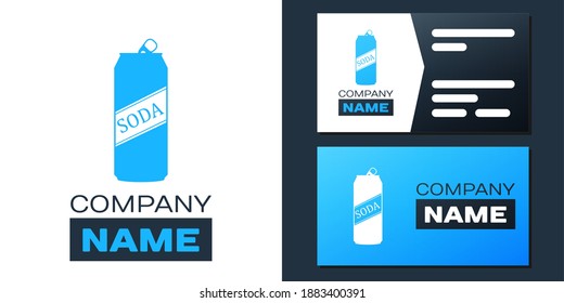 Logotype Soda can icon isolated on white background. Logo design template element. Vector.