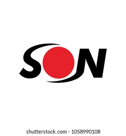 Logotype of SON with circle as letter O. vector logo.