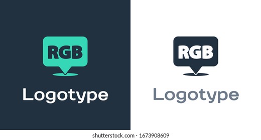 Logotype Speech bubble with RGB and CMYK color mixing icon isolated on white background. Logo design template element. Vector Illustration