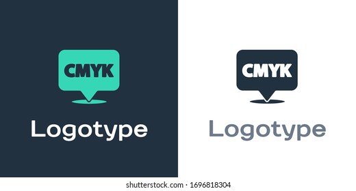 Buja de lenguaje Logotype con icono CMYK de texto aislado en fondo blanco. Elemento de plantilla de diseño del logotipo. Ilustración vectorial