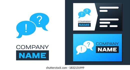 Logotype Speech bubbles with Question and Exclamation marks icon isolated on white background. FAQ sign. Copy files, chat speech bubble. Logo design template element. Vector.