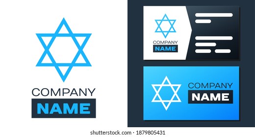 Logotype Star of David icon isolated on white background. Jewish religion symbol. Logo design template element. Vector.