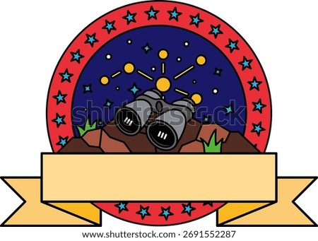logotype of a stars and a pair of binoculars