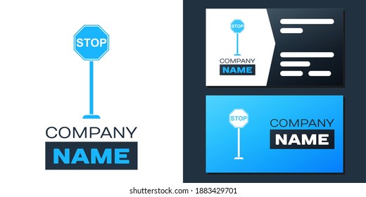 Logotype Stop icon isolated on white background. Traffic regulatory warning stop symbol. Logo design template element. Vector.