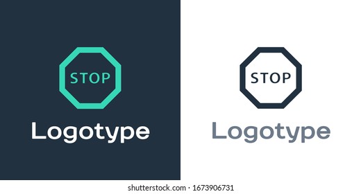 Logotype Stopp Symbol einzeln auf weißem Hintergrund. Symbol für die Haltestelle für Verkehrswarnungen. Logo-Design-Element. Vektorillustration-Illustration
