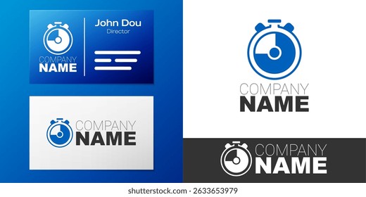 Logotype Stopwatch icon isolated on white background. Time timer sign. Chronometer sign. Logo design template element. Vector