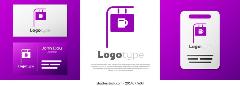 Logotype Street signboard with inscription Bar icon isolated on white background. Suitable for advertisements bar, cafe, restaurant. Logo design template element. Vector Illustration