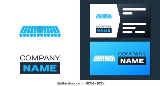 Logotype Striped awning icon isolated on white background. Outdoor sunshade sign. Awning canopy for shops, cafes and street restaurants. Logo design template element. Vector.