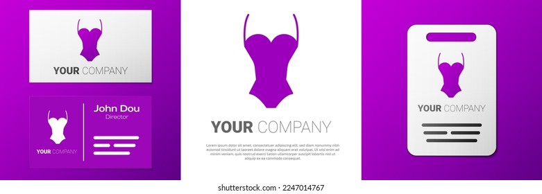 Logotype Summer beach swimsuit icon isolated on white background. Beach women fashion. Logo design template element. Vector