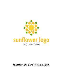 Logotype sunflower, logo vector for beauty salon, woman club, abstract, designer studio