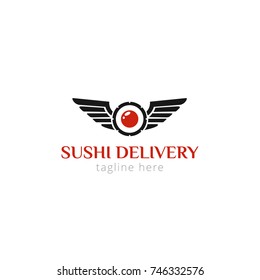 Logotype sushi delivery for magazines, bar, restaurant,  shops, delivery. Vector illustration logo