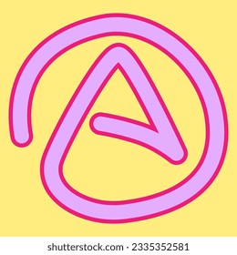 Logotype symbolizing atheism on yellow background, vector illustration