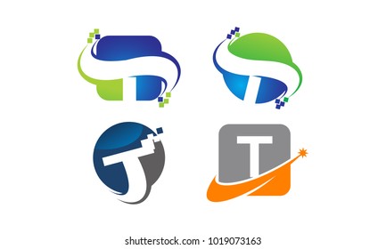 Logotype T Modern Template Set