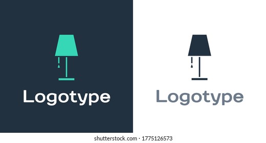 Logotype Table lamp icon isolated on white background. Logo design template element. Vector Illustration