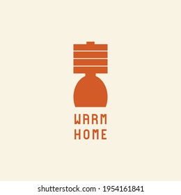 Logotype with table lamp and lettering "Warm Home". Vector flat illustration on light background