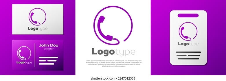 Logotype Telephone 24 hours support icon isolated on white background. All-day customer support call-center. Full time call services. Logo design template element. Vector Illustration