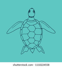 Logotype template with cute turtle. Isolated on background and easy to use.  Hand drawn logotype for your business