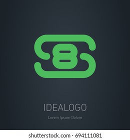 Logotype template with letter S and Number 8. Vector design element, logo or icon.