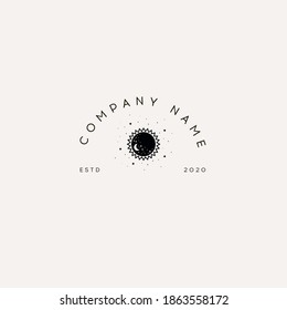 Logotype Template Mystical planet with stars and moon. Stars, constellations, moon. Logotype Template for Cosmetics and Beauty,Floral,Spa and Esthetics.Wedding Service,Restaurant,Fashion,Childcare.