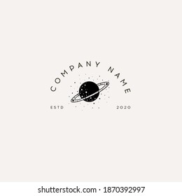 Logotype Template Mystical planet with stars and moon. Logotype Template for Cosmetics and Beauty,Floral,Spa and Esthetics.Wedding Service,Restaurant,Fashion,Childcare. Stars, constellations, moon.