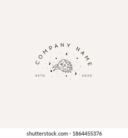 Logotype Template Mystical raven with moon and stars. Stars, constellations, moon. Logotype Template for Cosmetics and Beauty,Floral,Spa and Esthetics.Wedding Service,Restaurant,Fashion,Childcare.