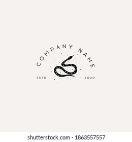 Logotype Template Mystical snake with moon and stars. Mystic, alchemy, occult concept.Logotype Template for Cosmetics and Beauty,Floral,Spa and Esthetics.Wedding Service,Restaurant,Fashion,Childcare.
