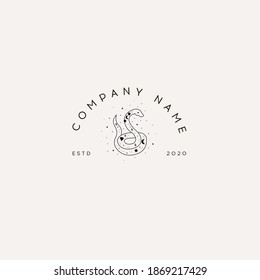 Logotype Template Mystical snake with moon and stars. Mystic, alchemy, occult concept. Logotype Template for Cosmetics and Beauty,Floral,Spa and Esthetics.Wedding Service,Restaurant,Fashion,Childcare.
