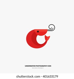 Logotype template with shrimp. Isolated on background and easy to use. Perfect logo for your business. Clean and minimalistic symbol. Ocean concept.