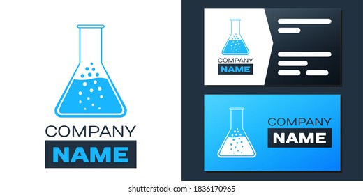 Logotype Test tube and flask - chemical laboratory test icon isolated on white background. Logo design template element. Vector.