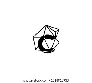 Logotype Text Letter C Polygonal Linear Logo