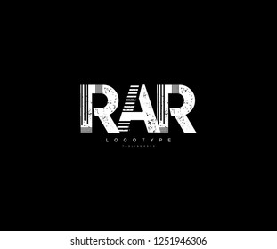 Logotype Text Letter RAR Typeface Monogram Grunge Stripes Design Vector