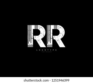 Logotype Text Letter RR Typeface Monogram Grunge Stripes Design Vector