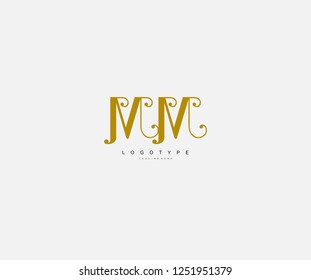 Logotype Text MM Letter Antique Beauty Swirl Feminine Monogram