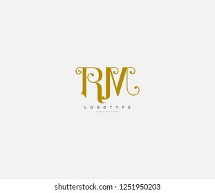 Logotype Text RM Letter Antique Beauty Swirl Feminine Monogram