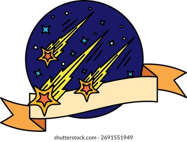 logotipo de três estrelas e cauda de cometa
