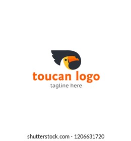 Logotype toucan, logo vector for logistic, delivery, farming, bird, travel, tourist, exotic, tropical, south