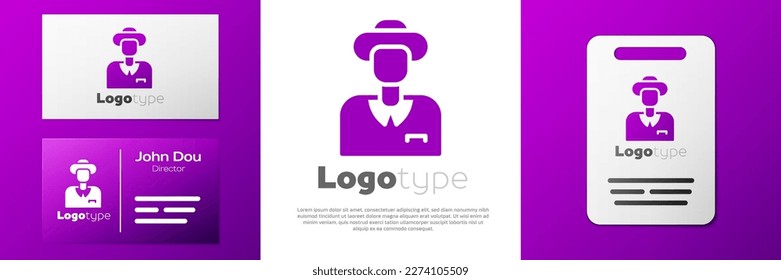 Logotype Tourist icon isolated on white background. Travelling, vacation, tourism concept. Logo design template element. Vector