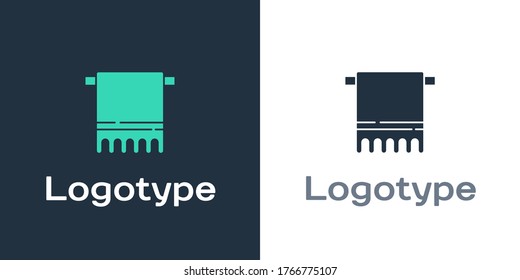 Logotype Towel on a hanger icon isolated on white background. Bathroom towel icon. Logo design template element. Vector Illustration