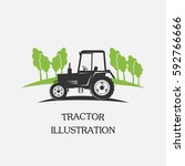 logotype tractor - vector illustration. Fresh Farm Produce.
