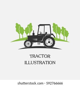 logotype tractor - vector illustration. Fresh Farm Produce.