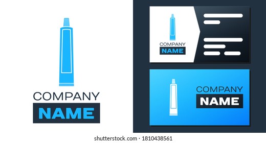 Logotype Tube of toothpaste icon isolated on white background. Logo design template element. Vector.