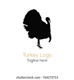 Logotype turkey silhouette, logo vector bird to day of thanksgiving