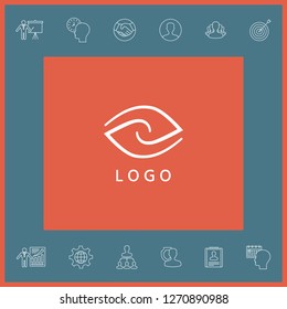 Logotype - two hemispheres of the brain, two leaves, two spirals, an eye with a pupil - a symbol of interaction, vision, clarity.